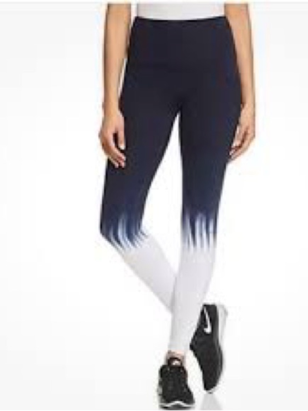 BNWT Lyssé Tight Ankle Leggings in a blue & white dip-dye ombré pattern Size Med